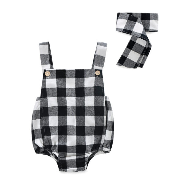 Custom Newborn Baby Grids Girl Pure Cotton Overalls Rompers