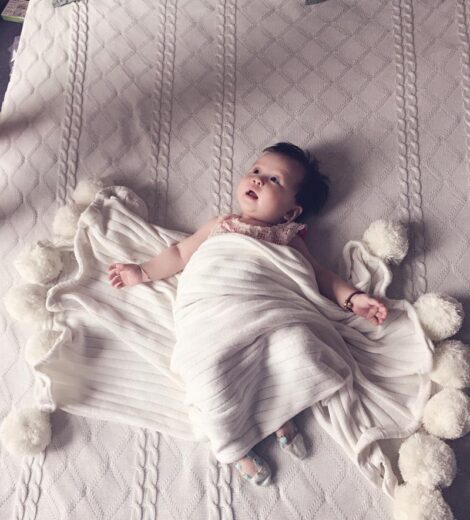 BabyKids Boutique Pom Knitting Organic Blanket