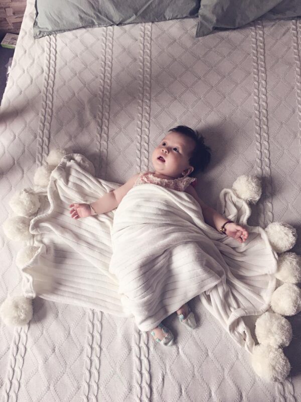 BabyKids Boutique Pom Knitting Organic Blanket