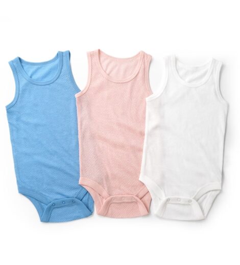 Pure Cotton Plain Color Baby Breathable Mesh Fabric Summer Romper