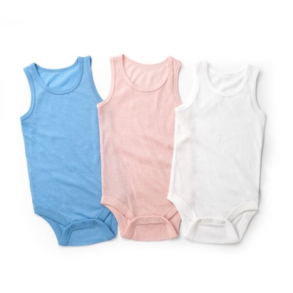 Pure Cotton Plain Color Baby Breathable Mesh Fabric Summer Romper