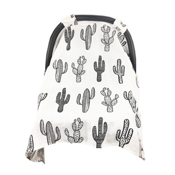 Breathable Muslin Cotton Baby Car Seat Canopy Cactus Stroller Cover