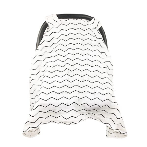 Breathable Muslin Cotton Baby Car Seat Canopy Waves Stroller Cover