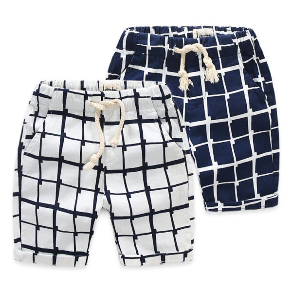 White and Black Pure Cotton Grids Strings Infants Shorts Pants