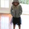 White and Black Stripe Patch children Streetstyle Cotton zippper-up hoodies - Image 2