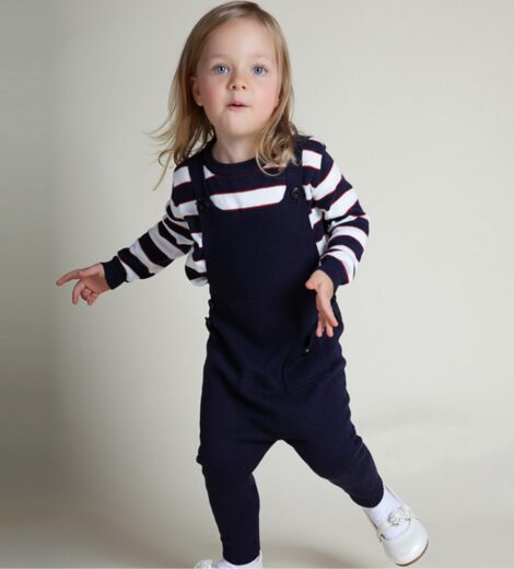 Suzykids Baby Navy Unisex Navy Pure Cotton Cool Knitting Overalls Rompers