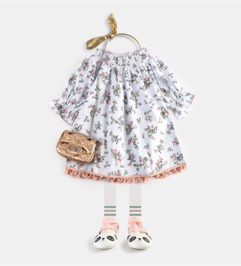 Children Flower Dress Girls Skirt with Fringe