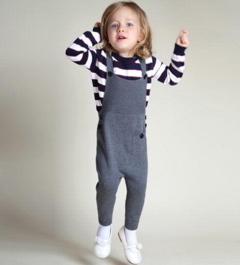 Suzykids Baby Grey Unisex Grey Pure Cotton Cool Knitting Overalls Rompers