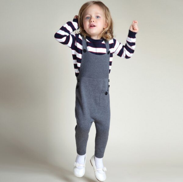 Suzykids Baby Grey Unisex Grey Pure Cotton Cool Knitting Overalls Rompers