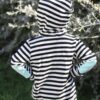 White and Black Stripe Patch children Streetstyle Cotton zippper-up hoodies - Image 3